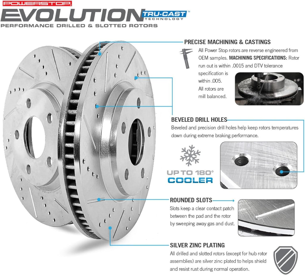 Front and Rear Carbon Fiber Brake Pads with Drilled & Slotted Brake Rotors Kit E87569