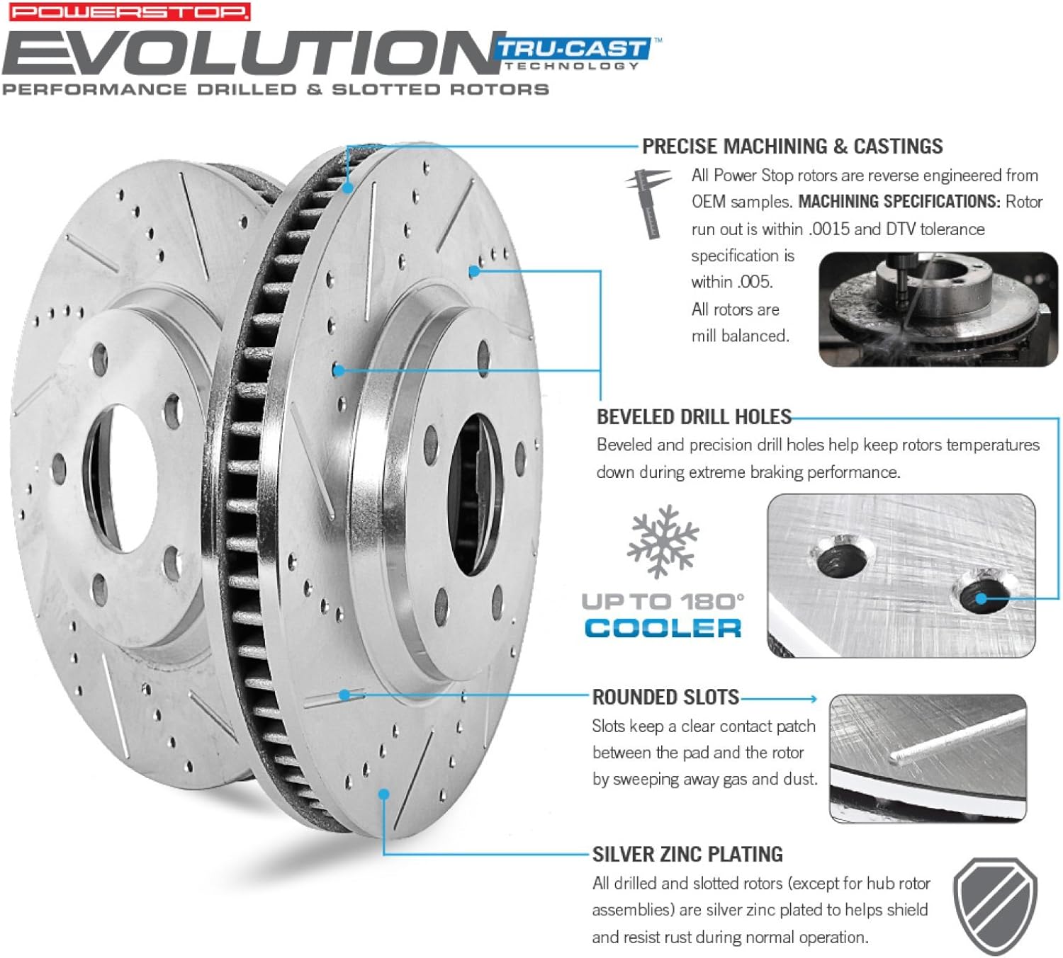 Front and Rear Carbon Fiber Brake Pads with Drilled & Slotted Brake Rotors Kit E87569
