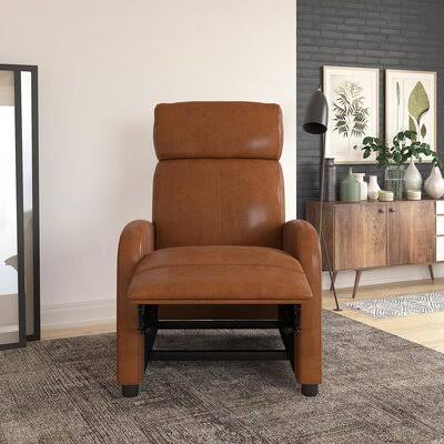 Camel Faux Leather Manual Standard Recliner E8365