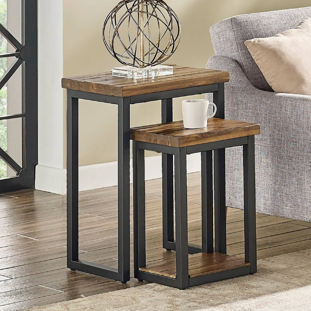 Rustic Wood Nesting End Tables (Set of 2) A89999
