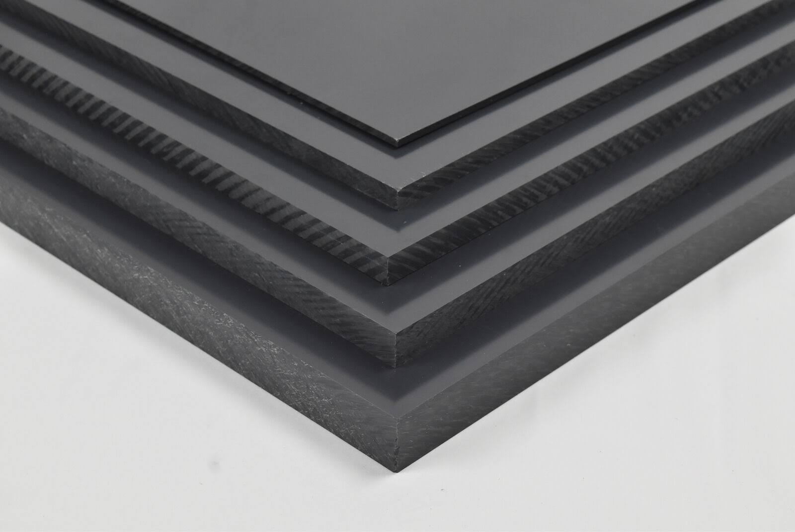 Dark Gray PVC Chemical Resistant Plastic Sheet 1 inch x 12 inch x 24 inch Z6481