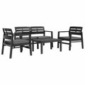 4 Piece Patio Lounge Set with Cushions, 2 Armchairs and Coffee Table Plastic Outdoor Sectional Sofa Set W77369