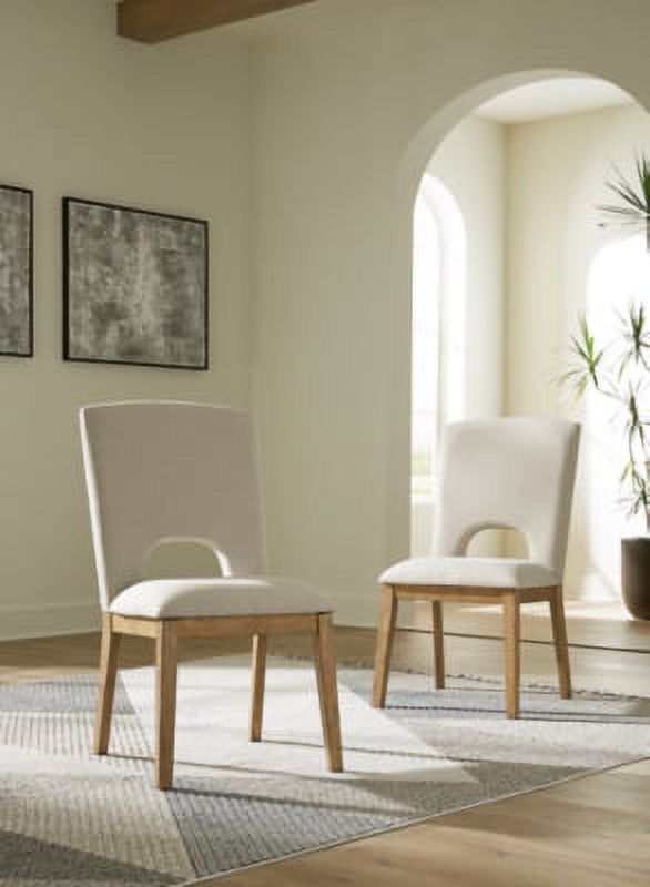 Light Brown & Beige Upholstered Side Chair, 2 Count F1605