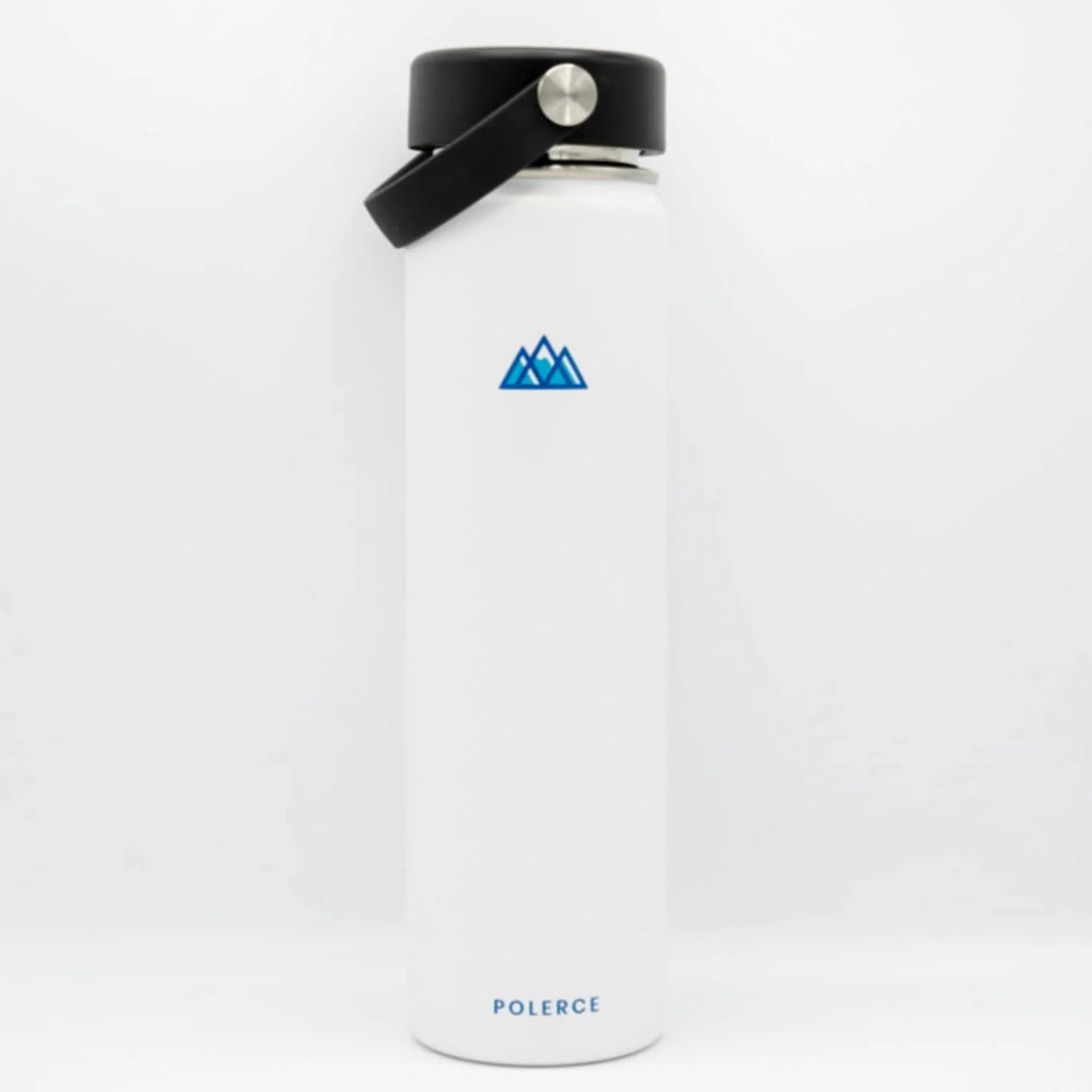 24 Oz White Stainless Steel Vacuum Insulated Bottle with 3 Lids Y447752