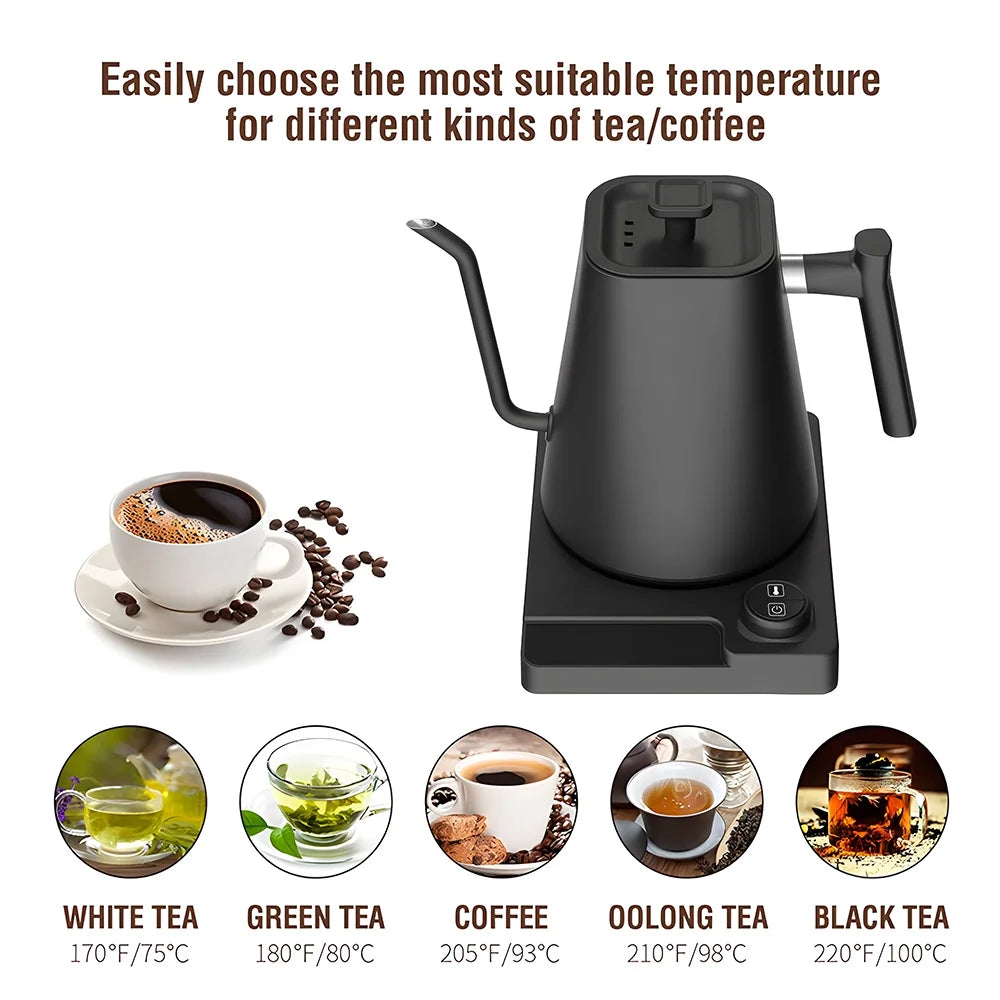 1.0L Stainless Steel Gooseneck Kettle with Temperature Control N211