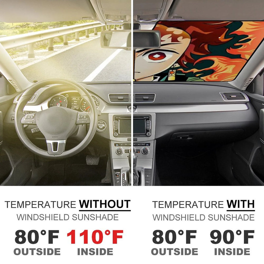 Demon Slayer Anime Car Windshield Sunshade Foldable Reflective Sun Visor E539