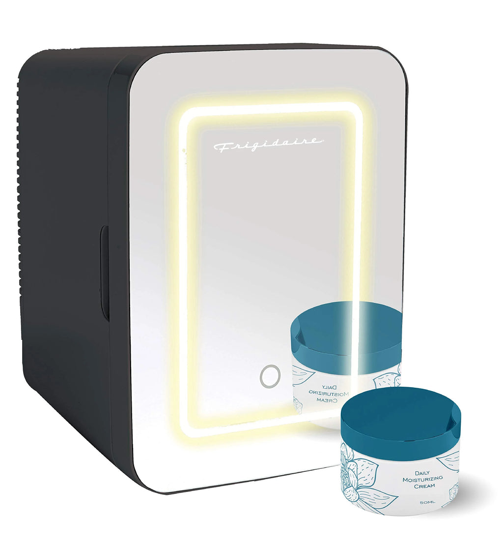 Mini Portable Lighted Mirror Fridge Cooler, 6.5L Capacity, Black O3923