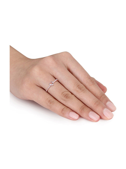 10K Rose Pink Gold Morganite Heart Promise Ring with Diamonds N6128