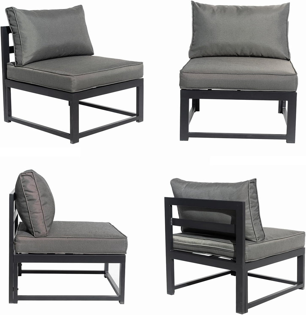7 Pieces Patio Corner Sofa Set with Coffee Table, Gray D39972
