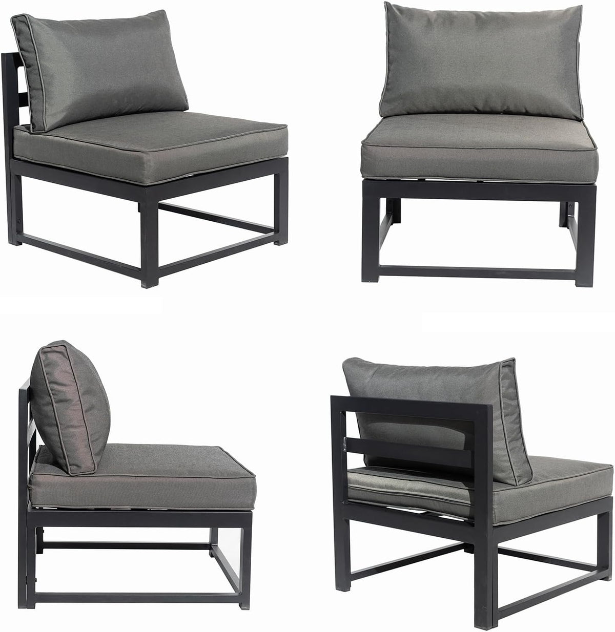 7 Pieces Patio Corner Sofa Set with Coffee Table, Gray D39972