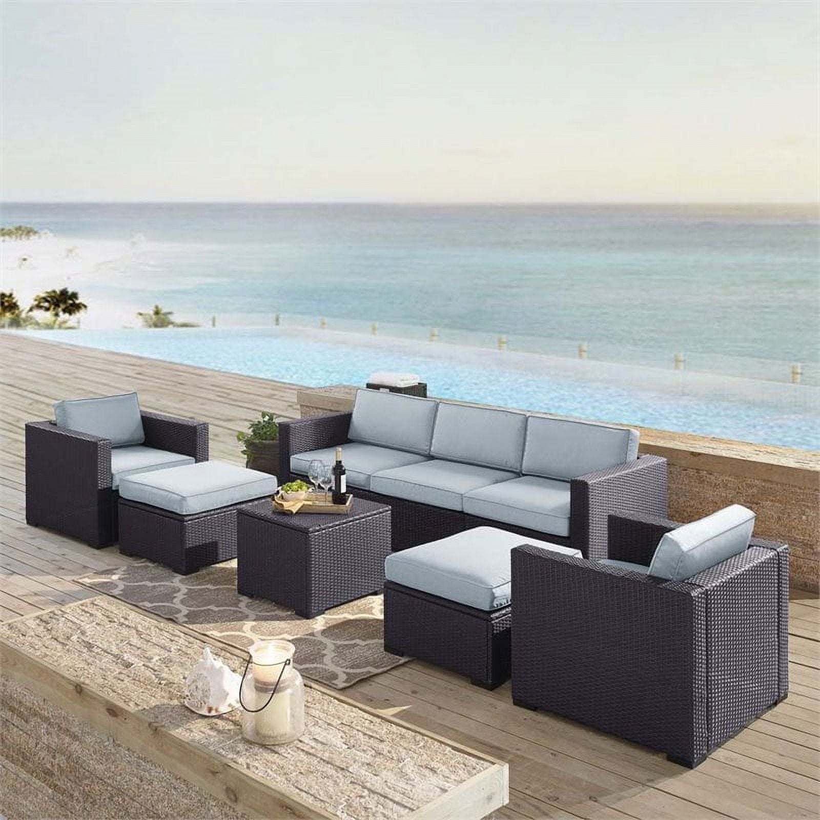 7 Piece Wicker Patio Sofa Set in Brown and Mist A7741