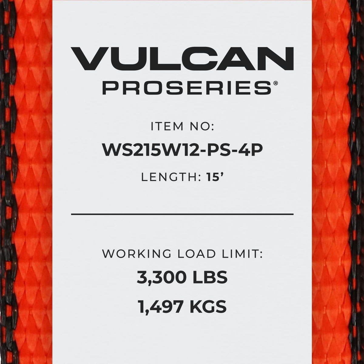 2 Inch x 15 Foot Winch Strap with Heavy Wire Hook, 4 Pack L834515