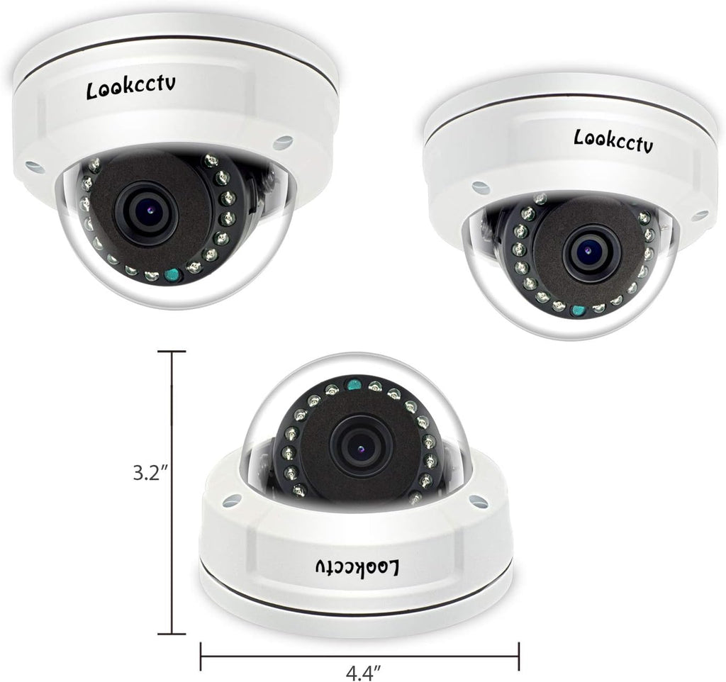 5MP HD IP POE Dome Security Camera, White, 3.6mm Lens, Pack of 2 H685