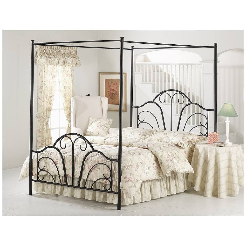 Queen Textured Black Bed Set with Canopy and Legs C7212