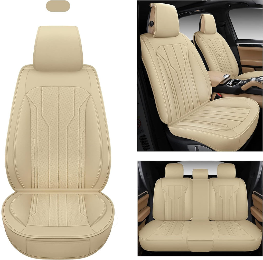 Leather Car Seat Covers, Full Set, Black Red U941722