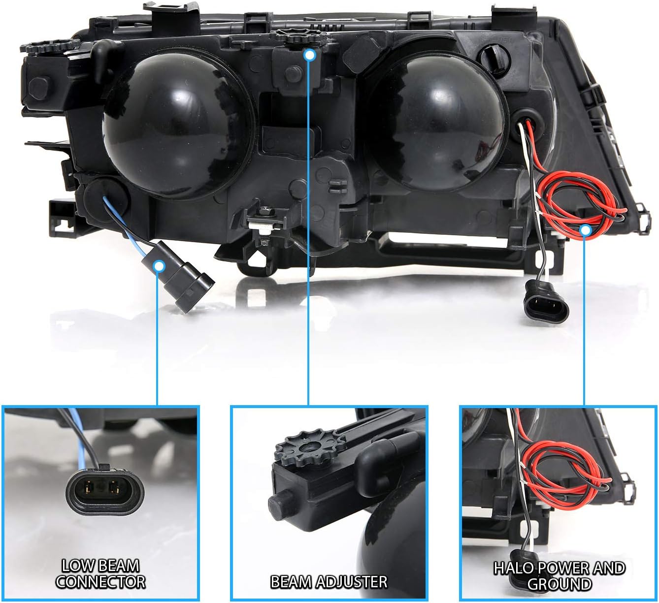 Black Projector Headlights for BMW 3 Series E46 4 Door G2786