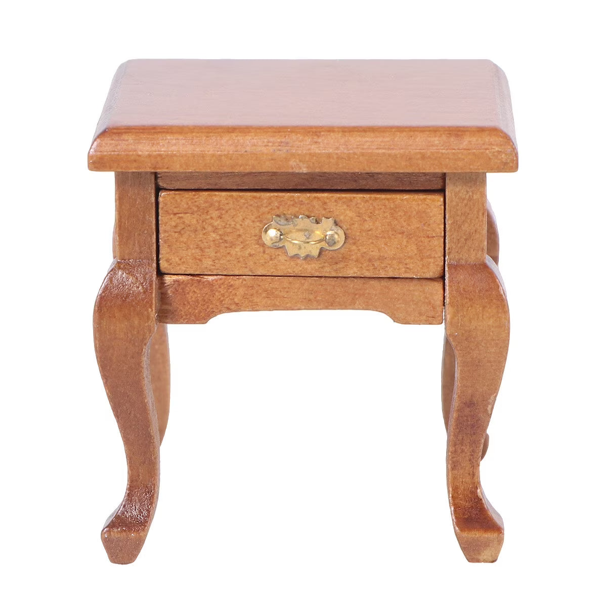 1:12 Walnut Color Wooden Bedside Table Miniature Furniture J4910