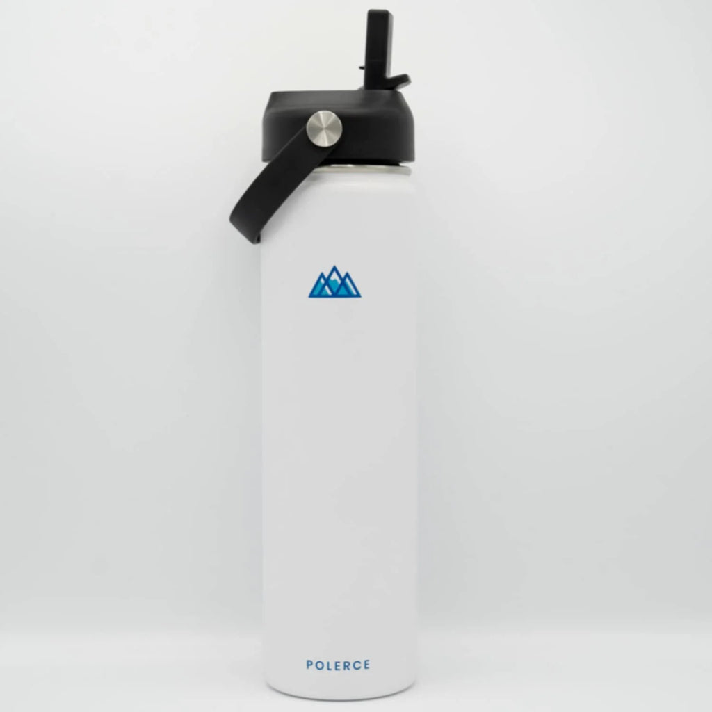 24 Oz White Stainless Steel Vacuum Insulated Bottle with 3 Lids Y447752