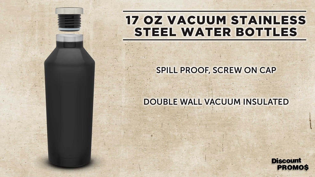 Black Stainless Steel Water Bottles 17 oz Set of 6 Double Wall F965