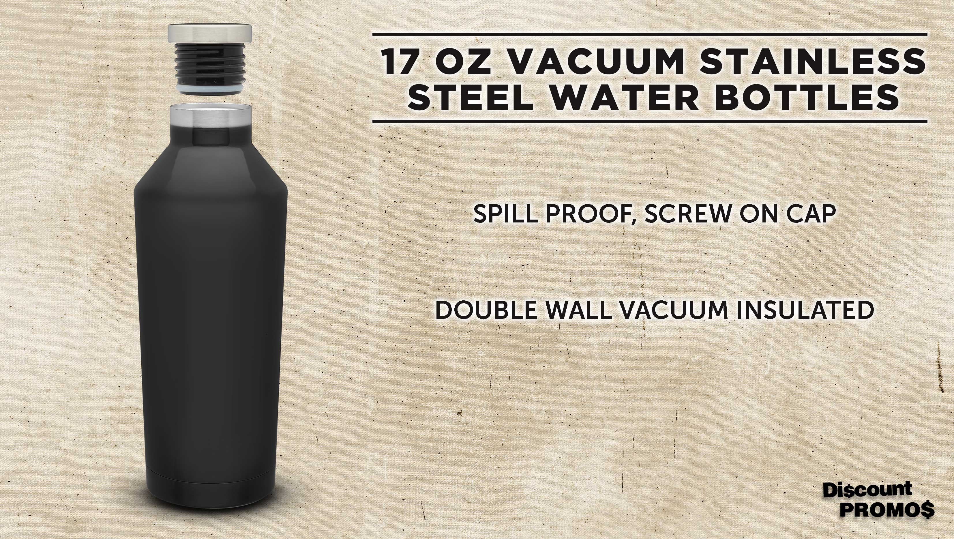 Black Stainless Steel Water Bottles 17 oz Set of 6 Double Wall F965