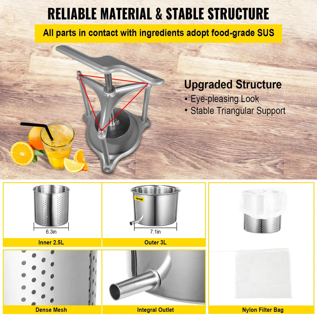 1.6 Gal Stainless Steel Wine Press T75287