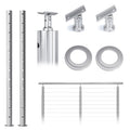 2Pack Stainless Steel Cable Railing Post Round 42x2.36 Pre-drilled Surface Mount Q4369