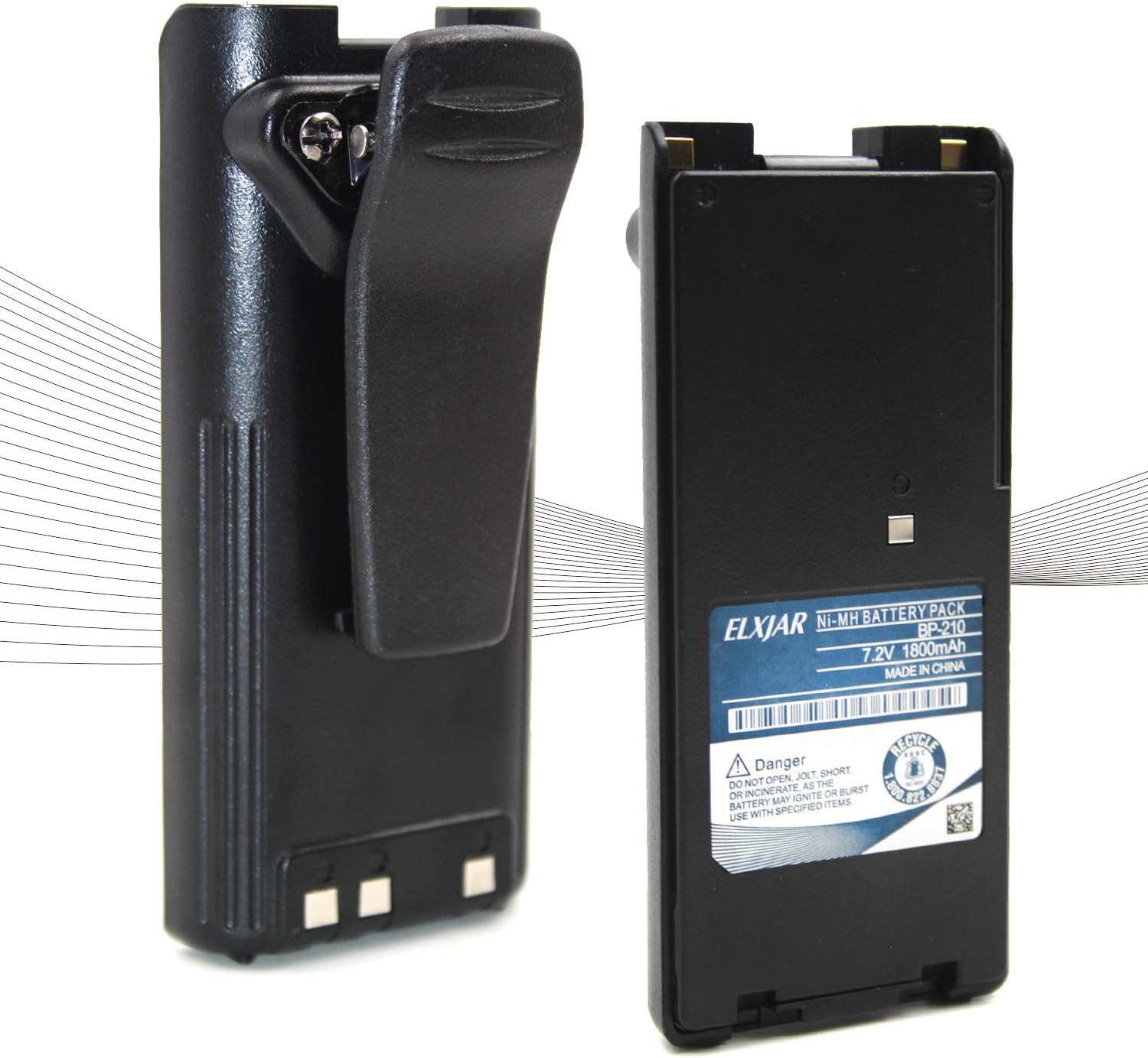 (2-Pack) 7.2V 1800mAh Ni-MH Replacement Battery for ICOM Radios A413751