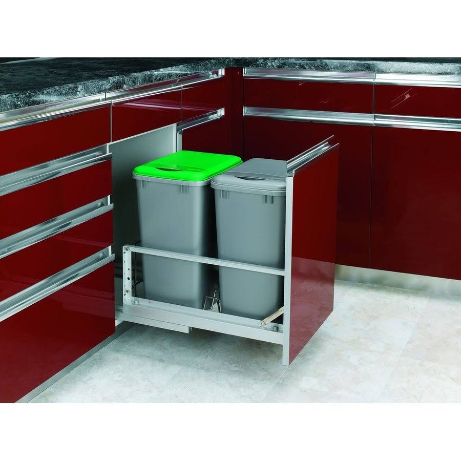 White Double 35-Quart Pull Out Waste Containers O70498