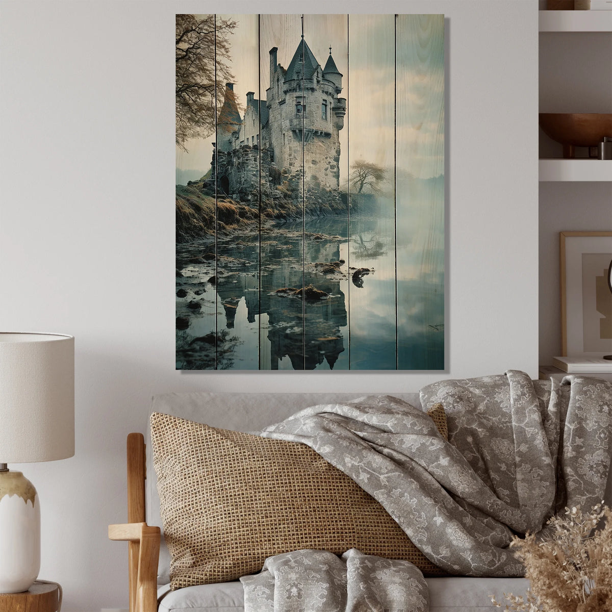 Natural Pine Wood Cityscapes Print G228947