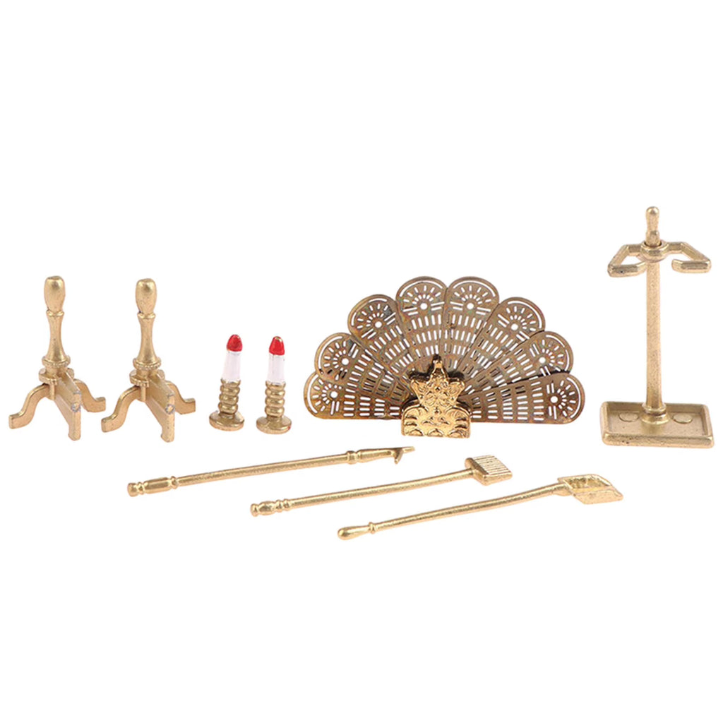 Miniature Metal Fireplace Dollhouse Decoration Y14764