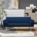 Blue Velvet Tufted Futon Sofa with 2 Pillows K826