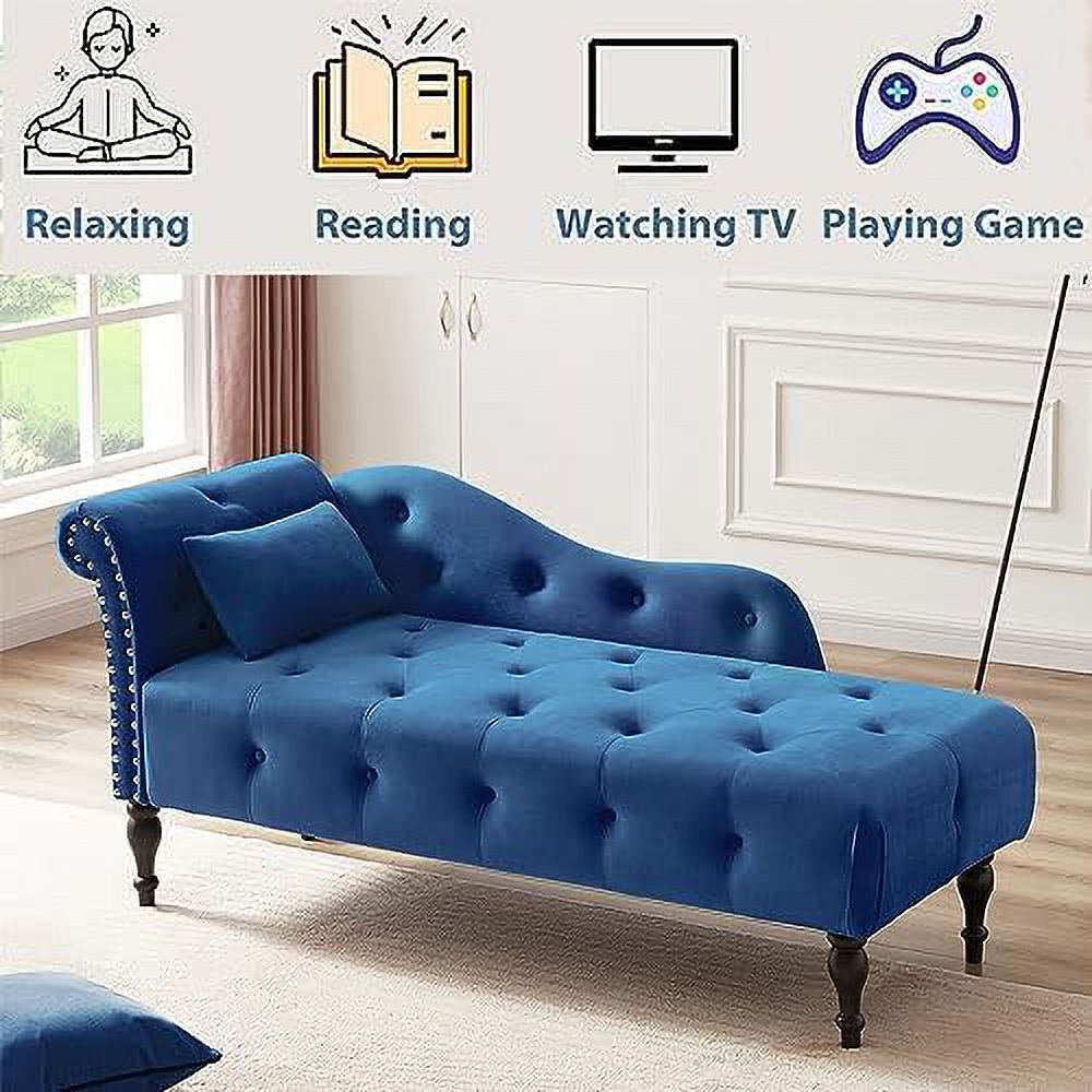 Grey Velvet Rolled Arm Chaise Lounge with Pillow F20608