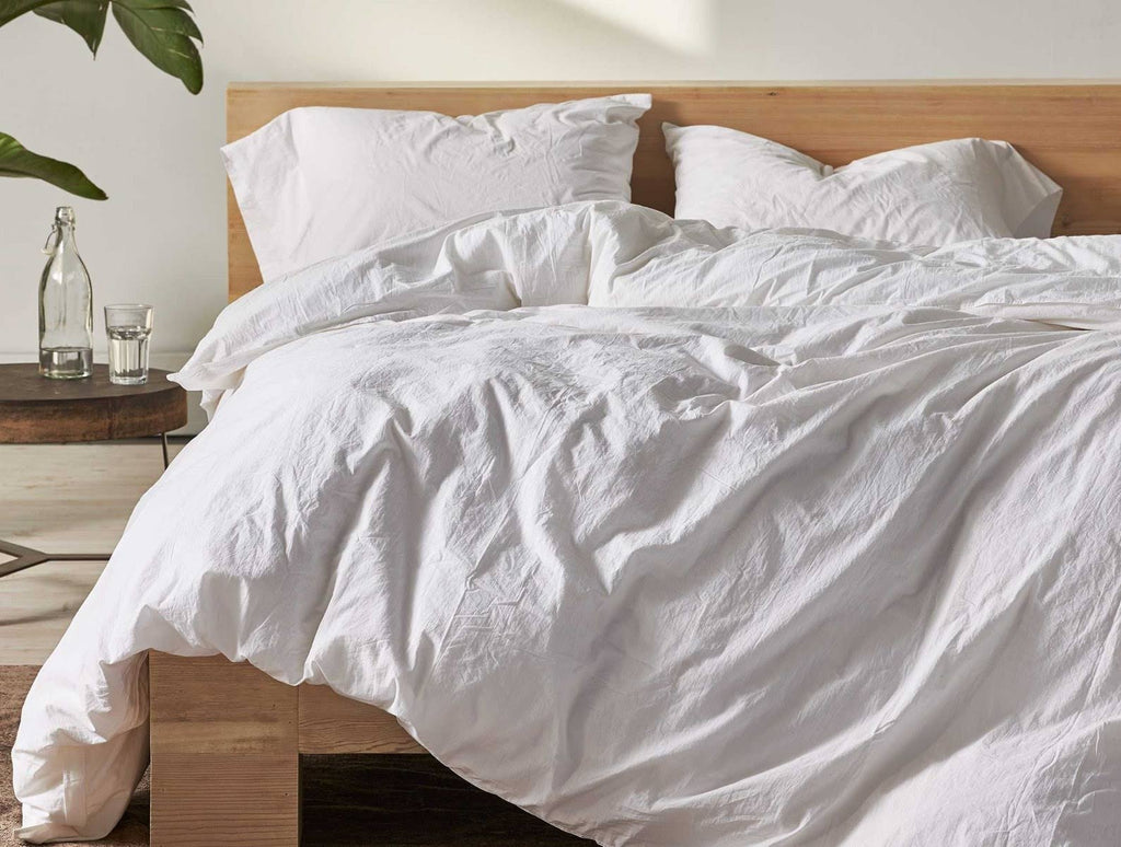 Organic Crinkled Percale Duvet Cover King Pewter E980