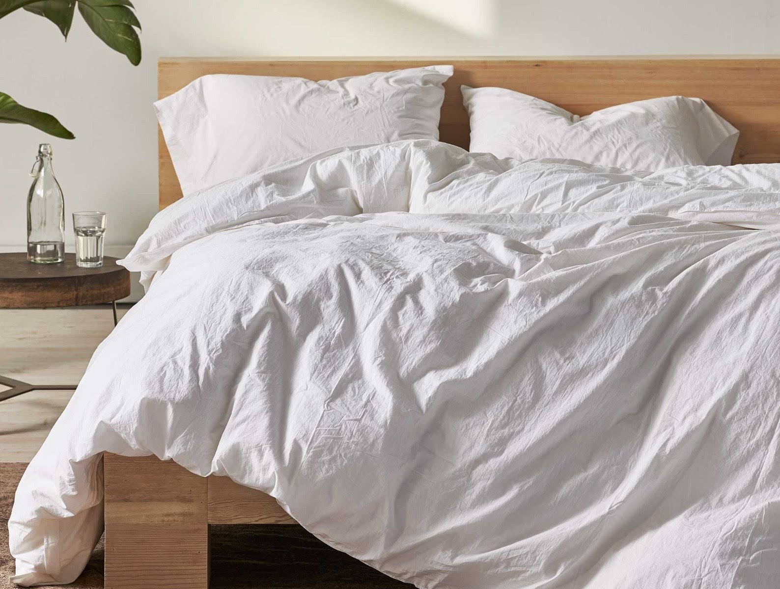 Organic Crinkled Percale Duvet Cover King Pewter E980