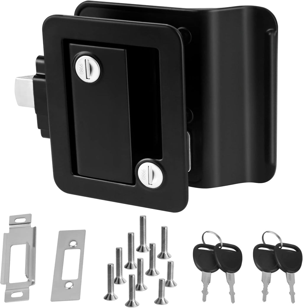 RV Door Lock with Paddle Deadbolt, 2 PCS Trailer Door Latch Replacement Kit U47205