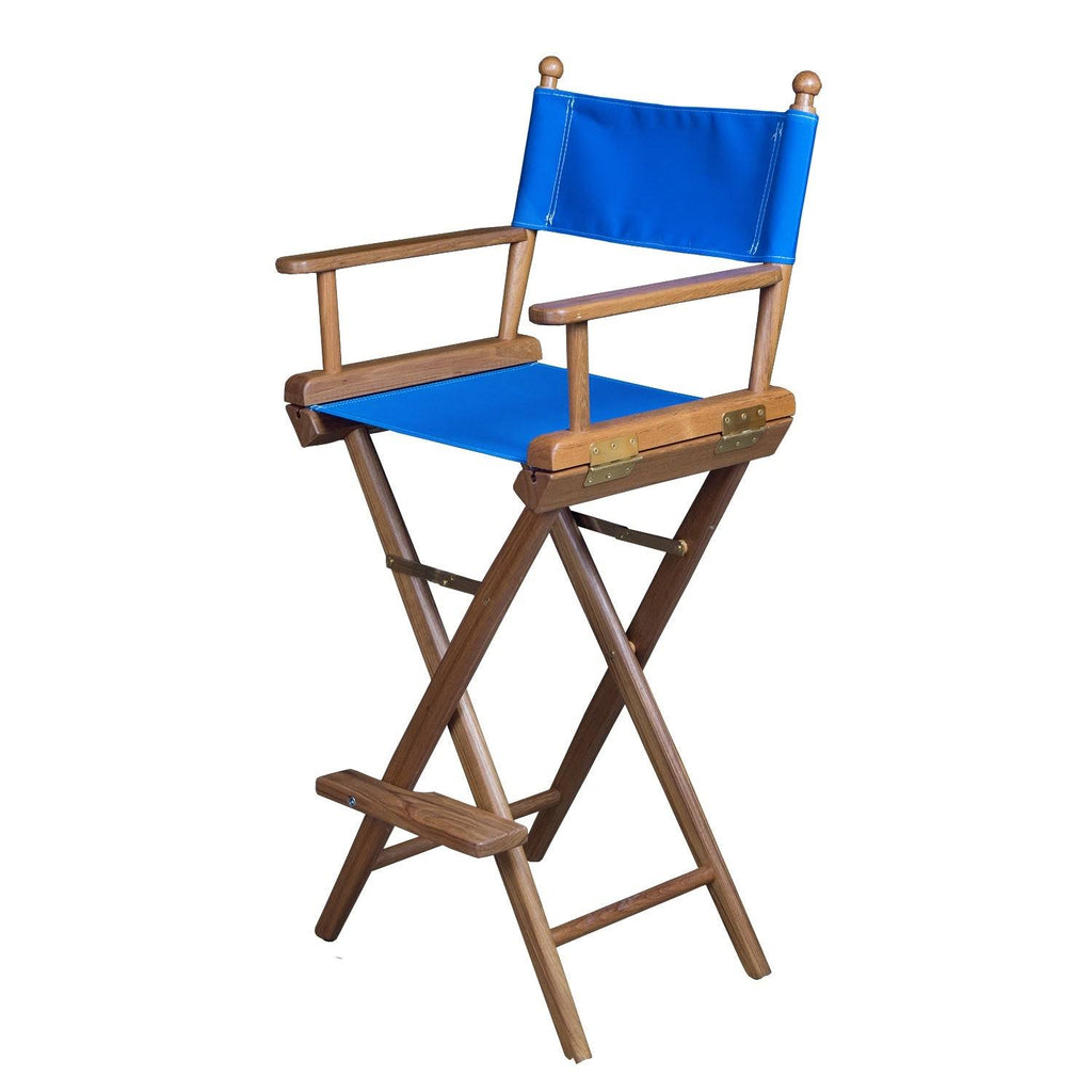 Teak Captain's Chair with Blue Seat Covers L832142