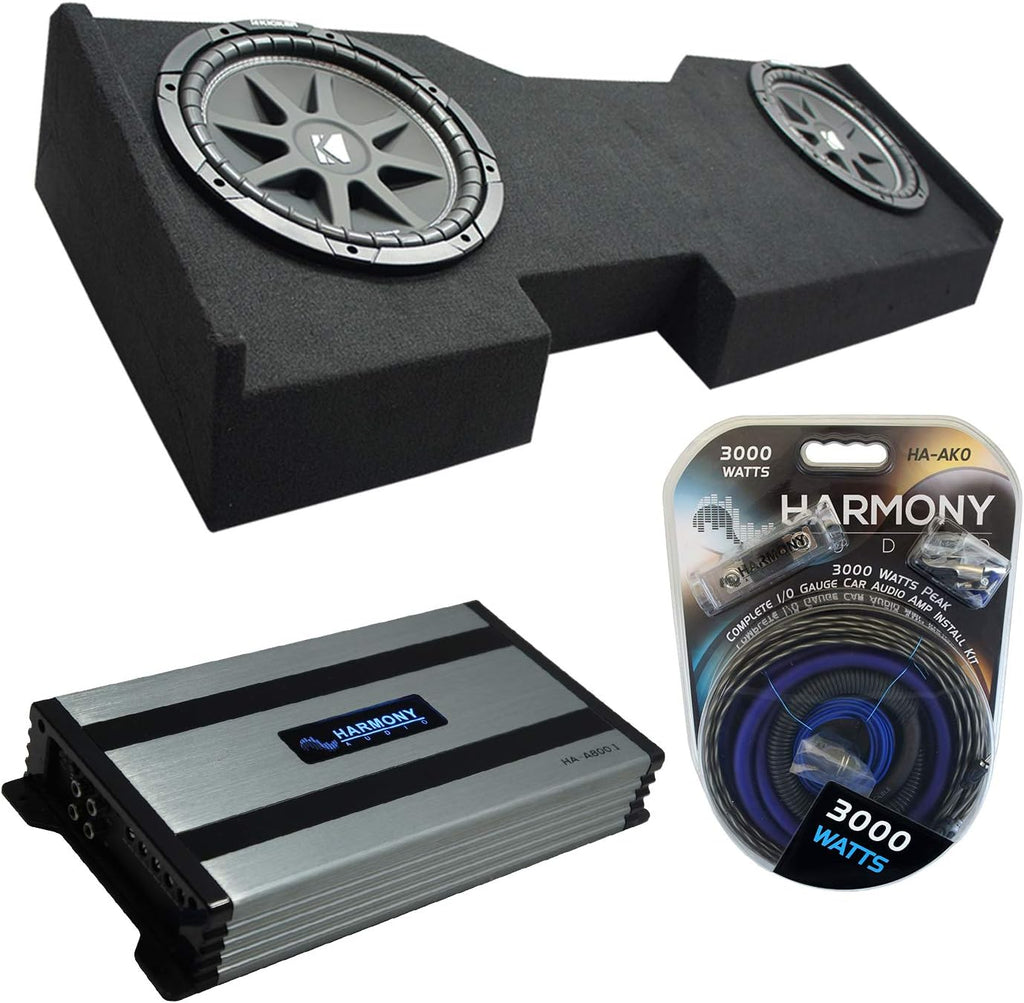 Compatible with GMC Sierra Crew Cab Kicker Bundle Dual 12 Sub Box Amp Z214