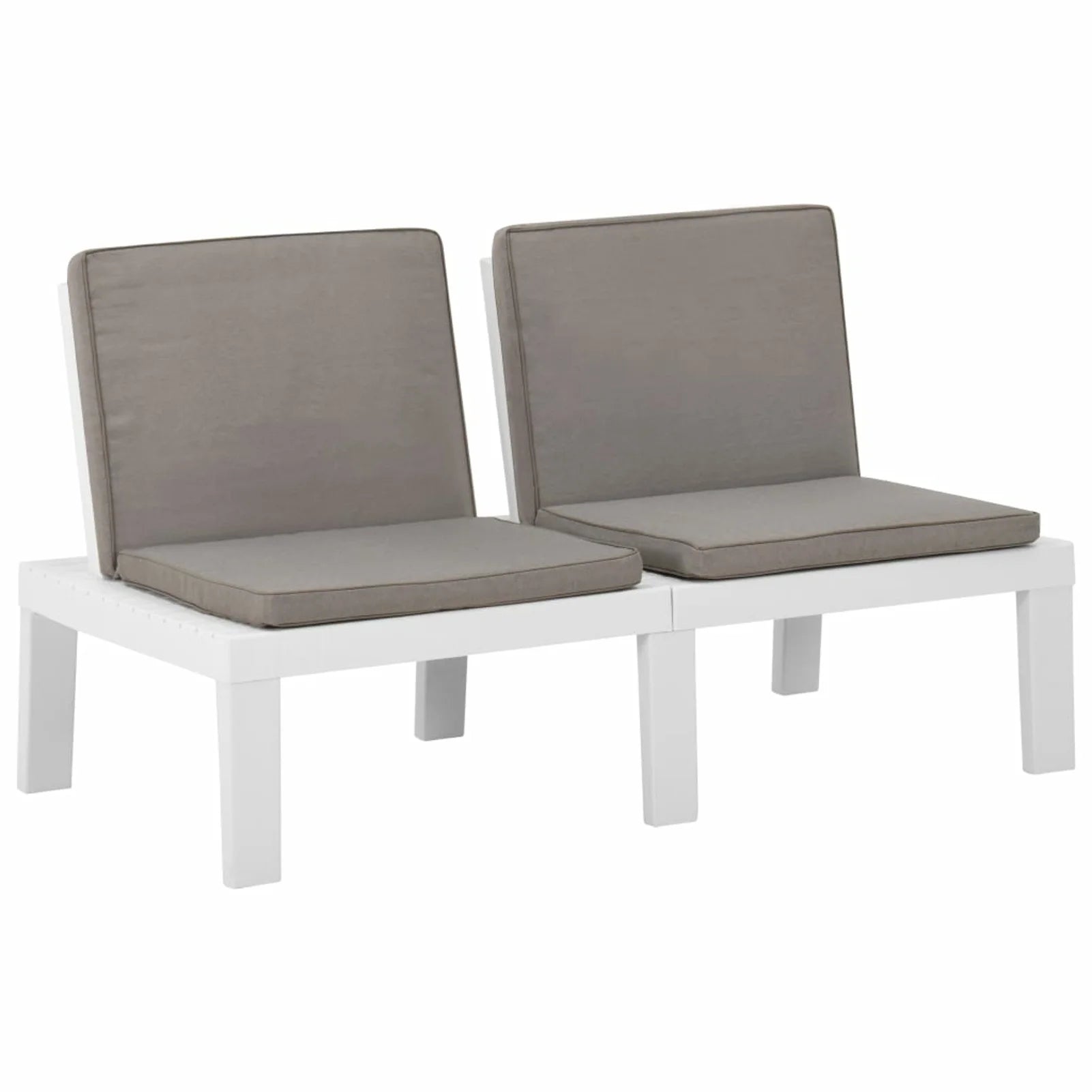 4 Piece Patio Lounge Set with Anthracite Cushions, 2 Benches, Chair and Table White Outdoor Sectional Sofa Set Z19624
