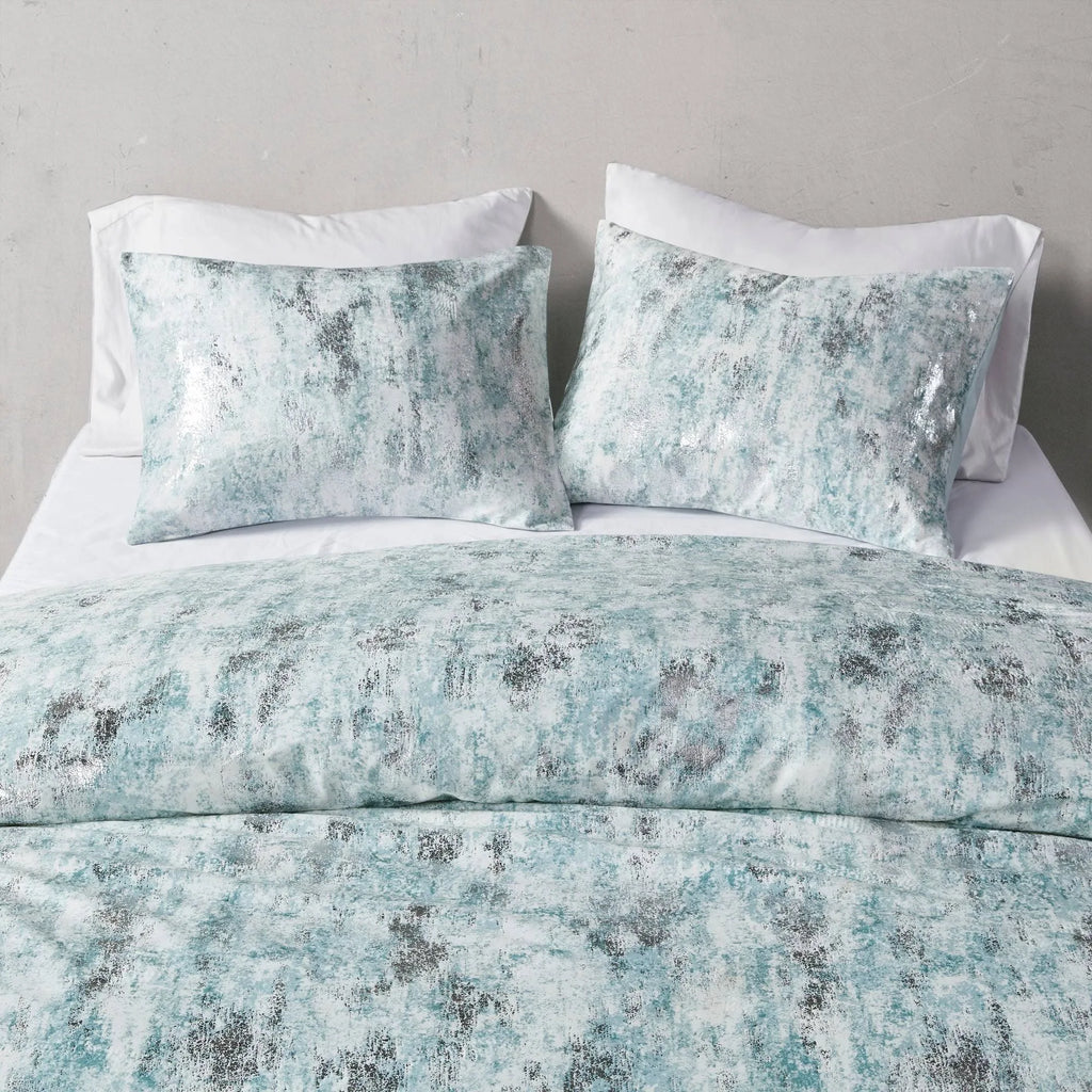 Pearl Metallic Printed Velvet Duvet Cover Set King/Cal King O1981