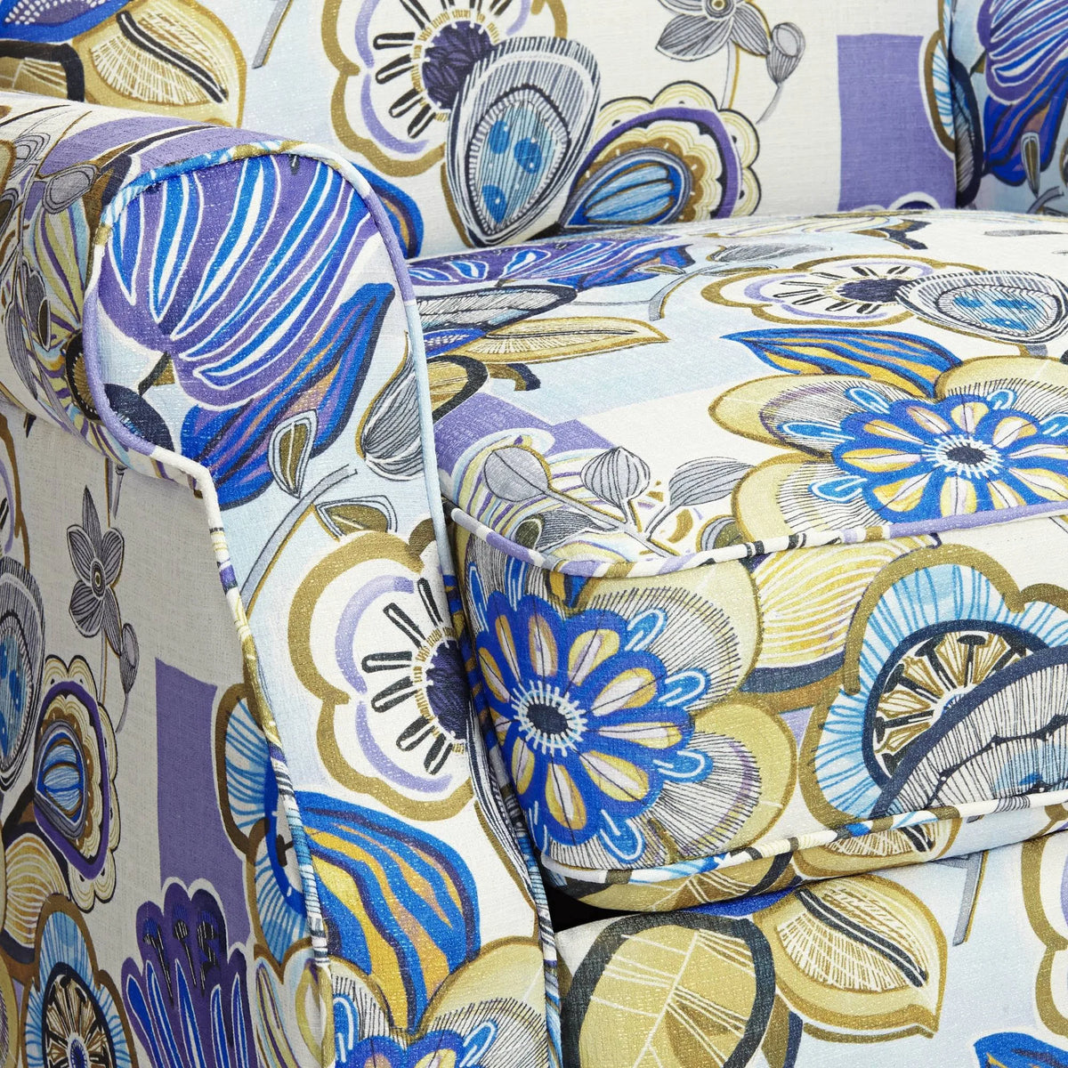 Indigo Floral Push Back Recliner Chair M9414