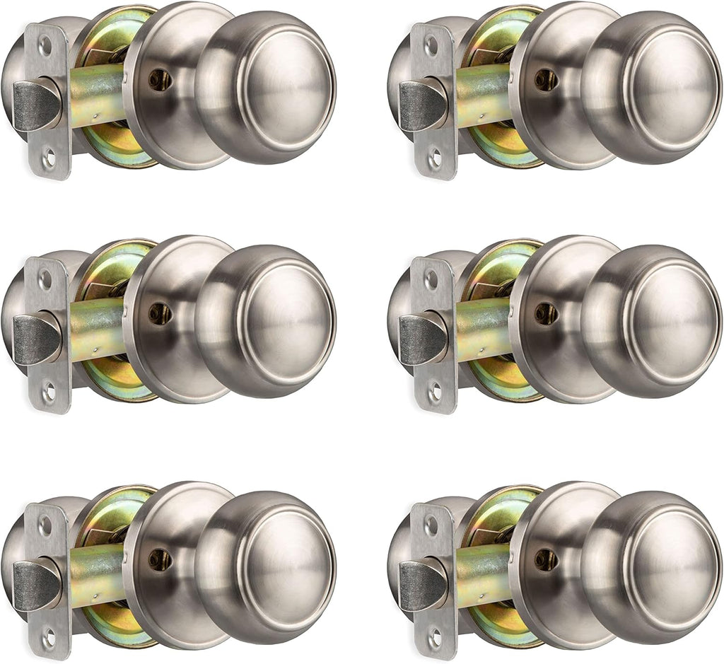 Keyless Privacy Door Knob, Ball Style, Satin Nickel, Pack of 2 B4238