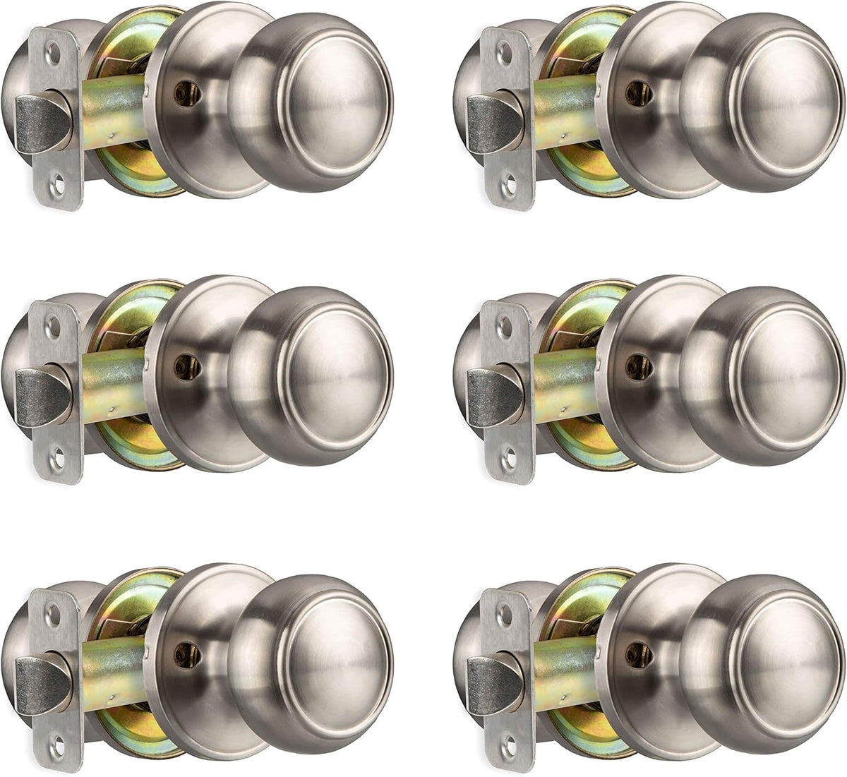 Keyless Privacy Door Knob, Ball Style, Satin Nickel, Pack of 2 B4238