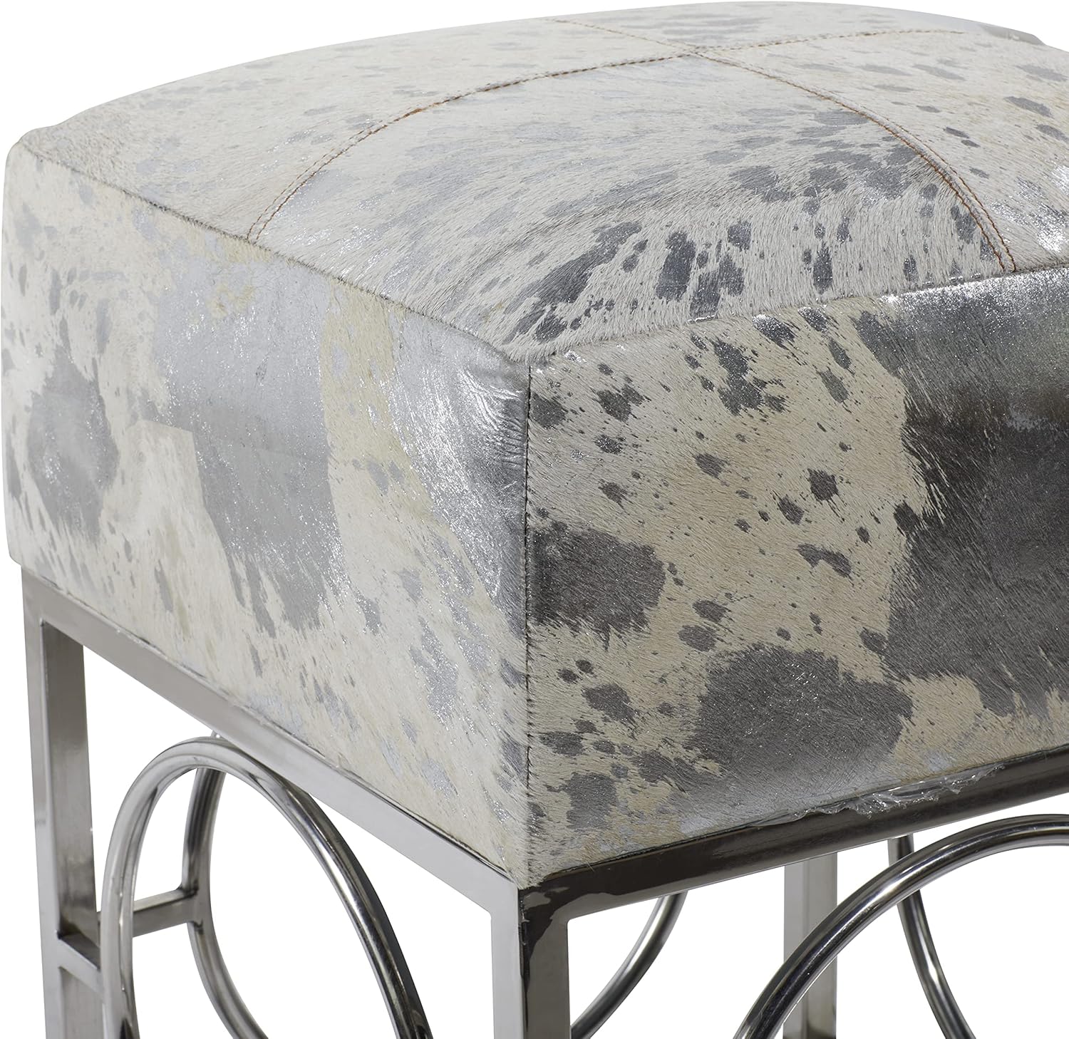 Silver Leather Stool D11997