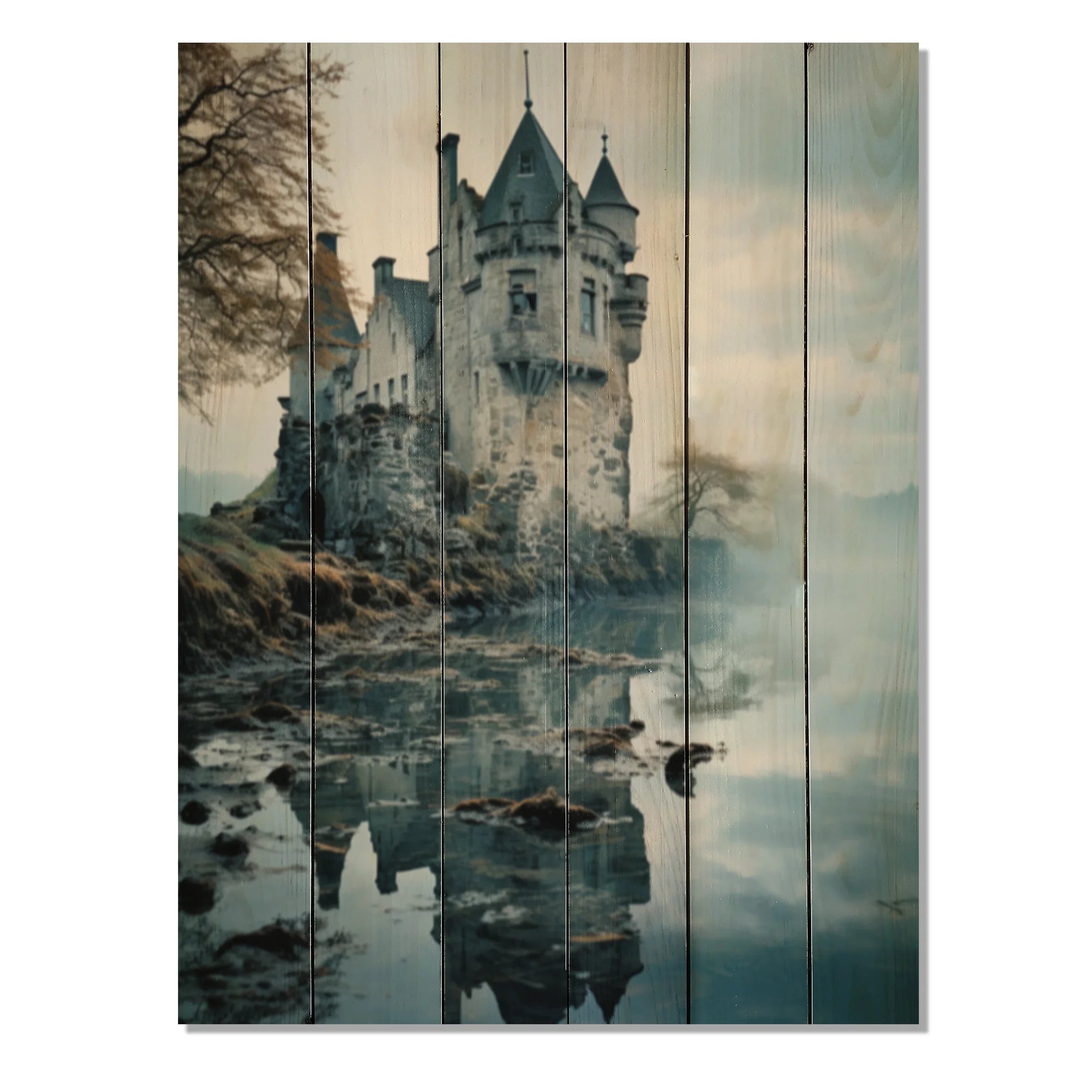 Natural Pine Wood Cityscapes Print G228947