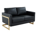 Black Leather Upholstered Loveseat A3363