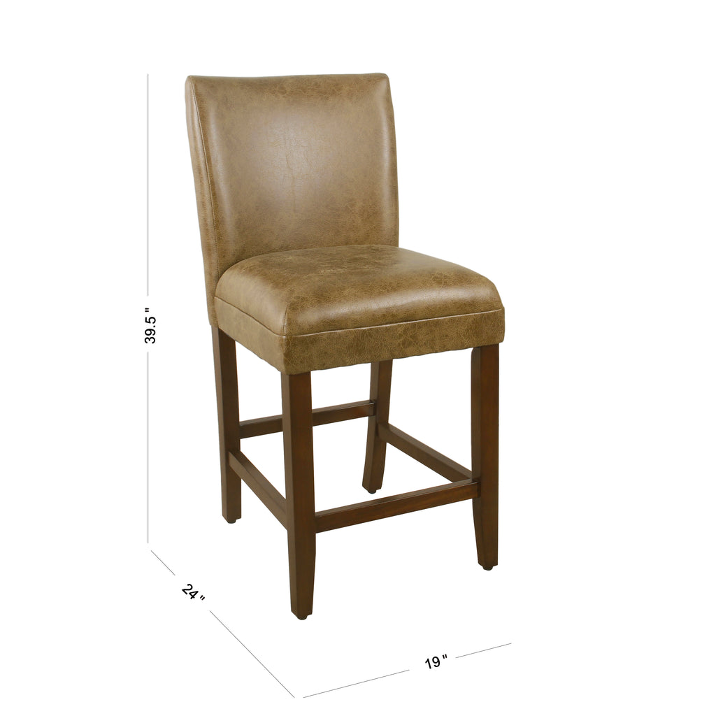 Distressed Brown Faux Leather Barstool M3642