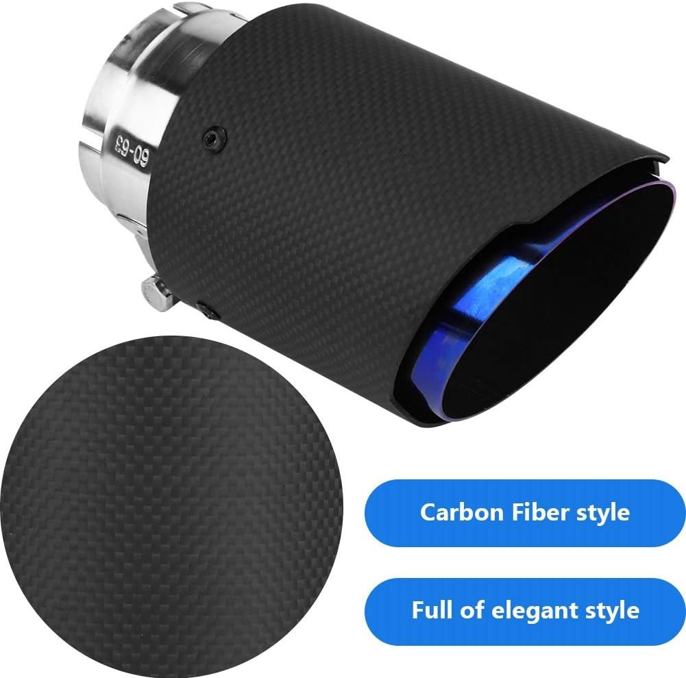 2.5" Inlet Exhaust Tip Carbon Fiber Matte Car Exhaust Tailpipe Tip Pack of 2 Z607