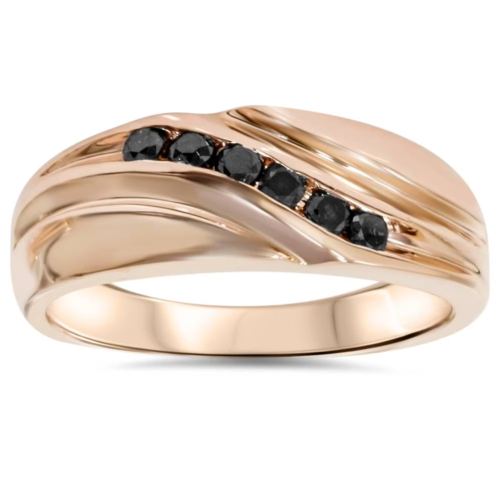 14K Rose Gold Black Diamond Wedding Ring C549