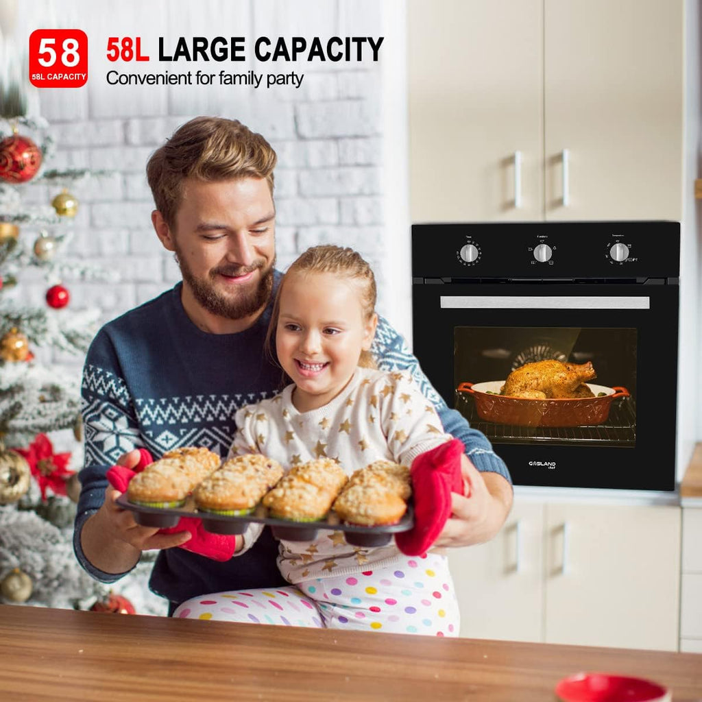 24 Built-in Natural Gas Wall Oven with Rotisserie, Black Glass Q584113