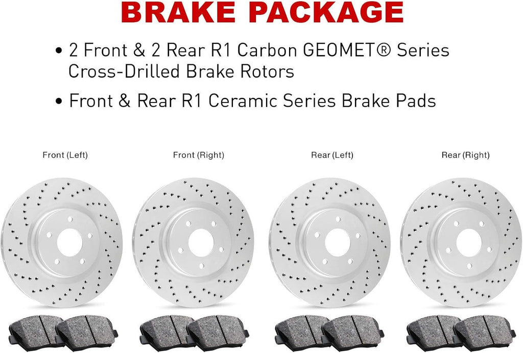 Carbon Series Cross Drilled Brake Rotors with Ceramic Brake Pads T839